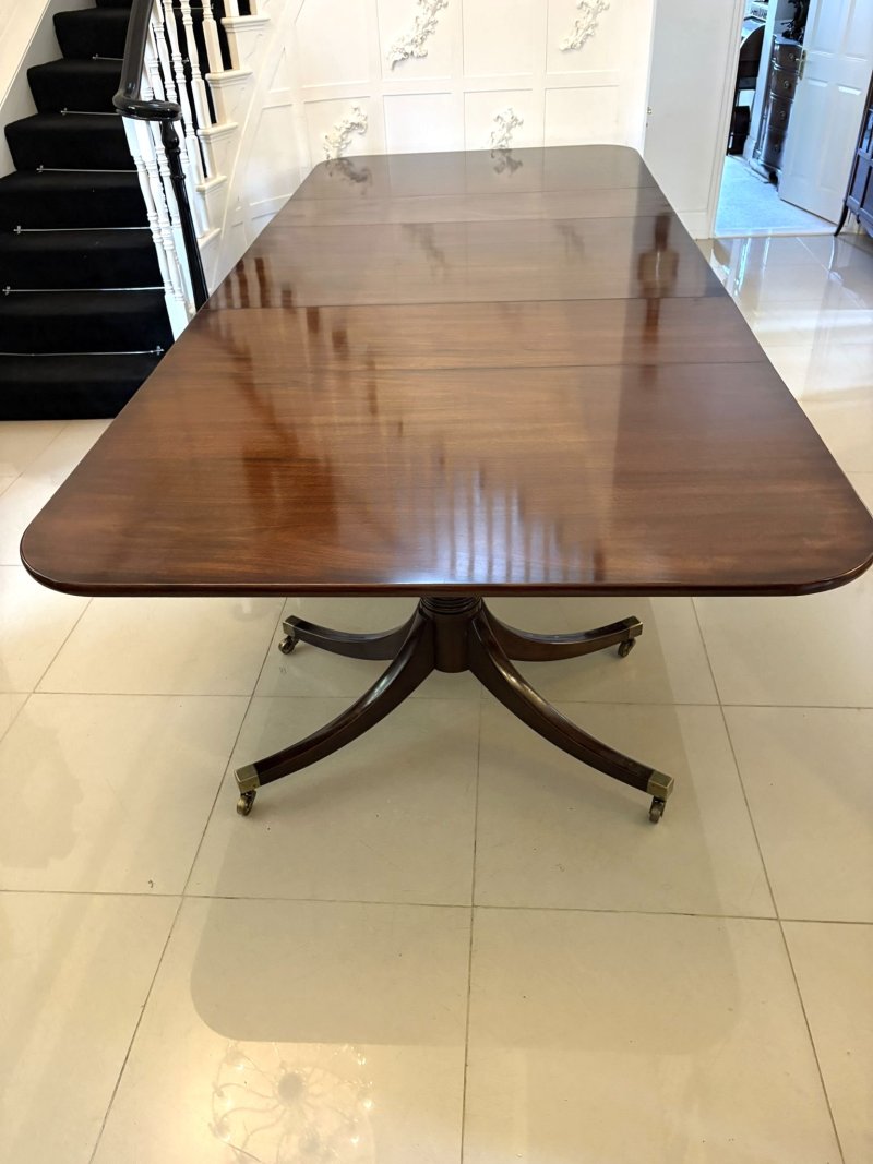 Large Antique Edwardian 18 Seater Superb Quality Figured Mahogany 3 Pilar Dining Table - Image 2